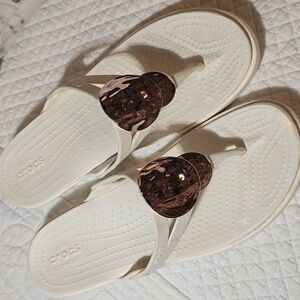 Crocs Sanrah Liquid Metallic Wedge Flip Sandal